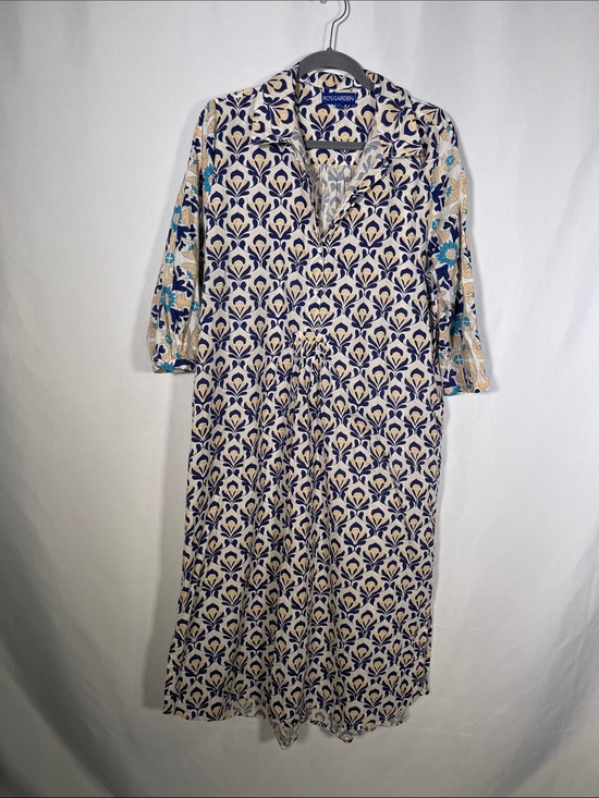 Tuckernuck Dresses & Skirts - RO’S GARDEN TUCKERNUCK WOMENS MIDI DRESS BLUE GEOMETRIC COTTON XL